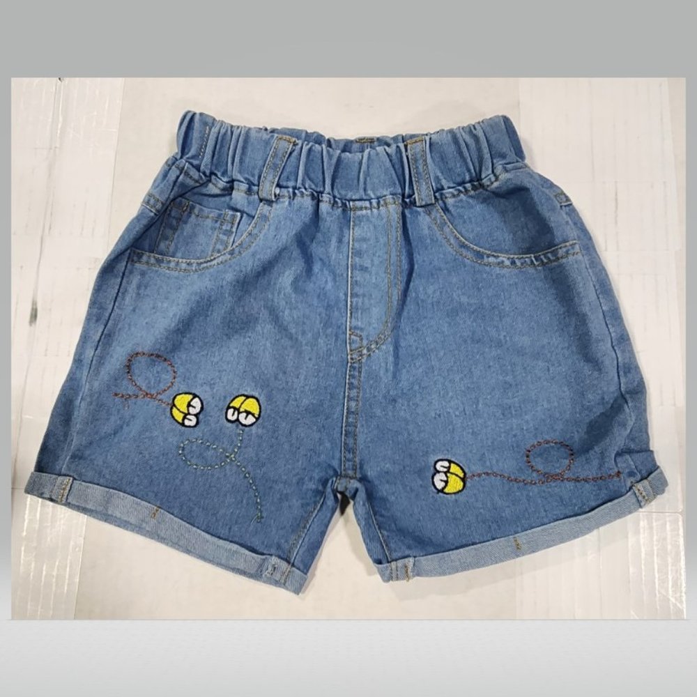 Toddler Boys Cartoon Embroidery Denim Shorts